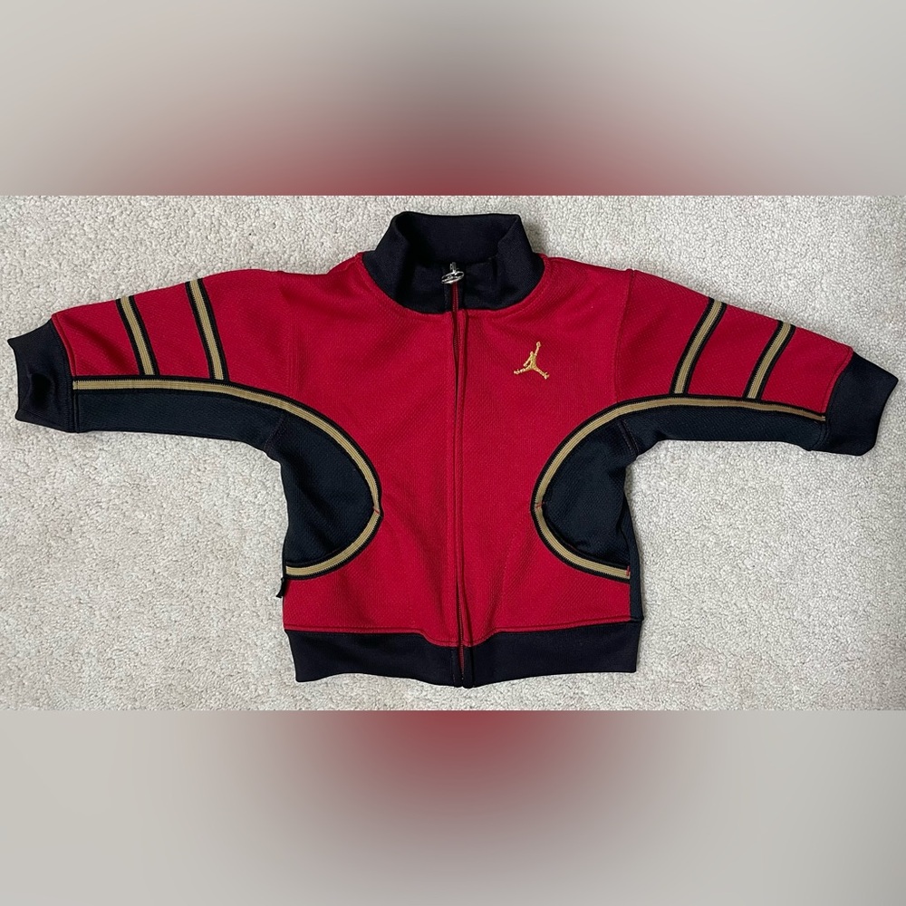 Jordan Black and Red Jacket with Silver Metal Zipper Pull
